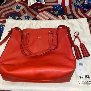 Coach Rory Leather Satchel in Carnelian.
